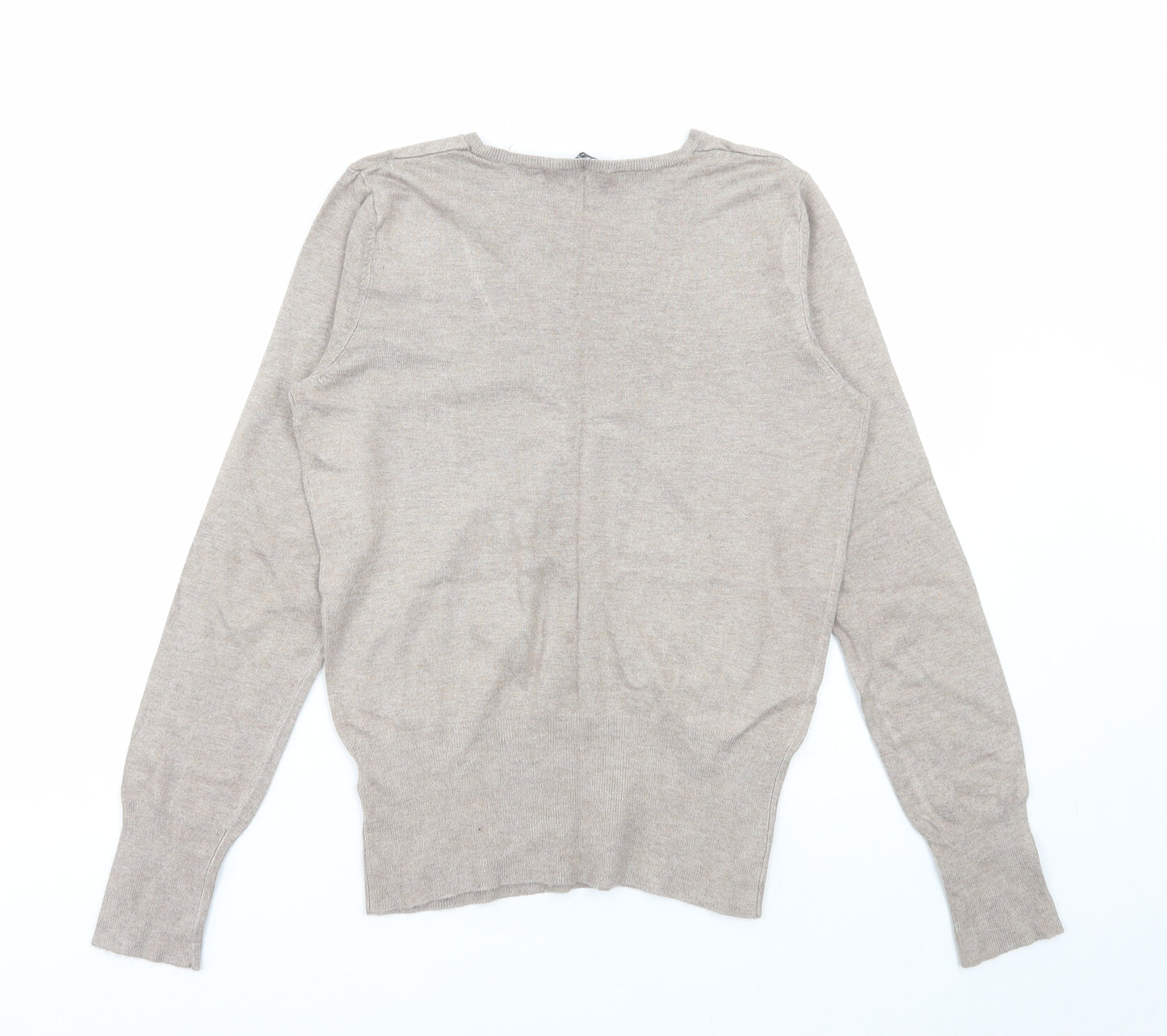 Dorothy Perkins Womens Beige V-Neck Viscose Pullover Jumper Size 12