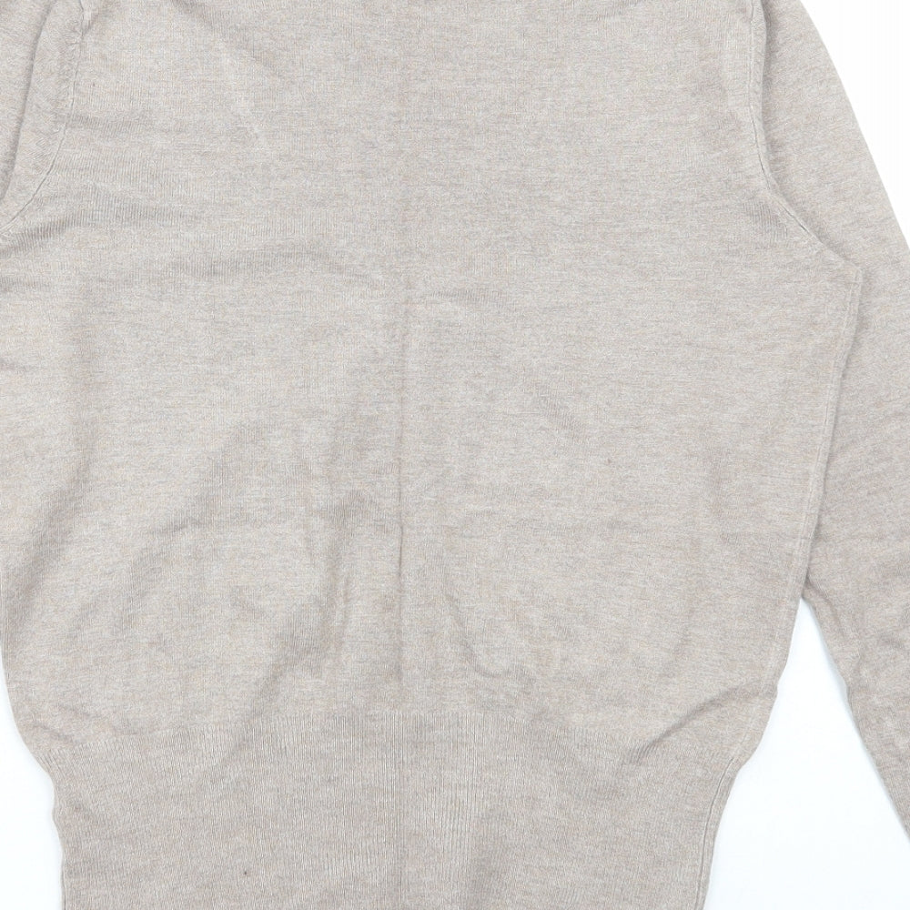 Dorothy Perkins Womens Beige V-Neck Viscose Pullover Jumper Size 12