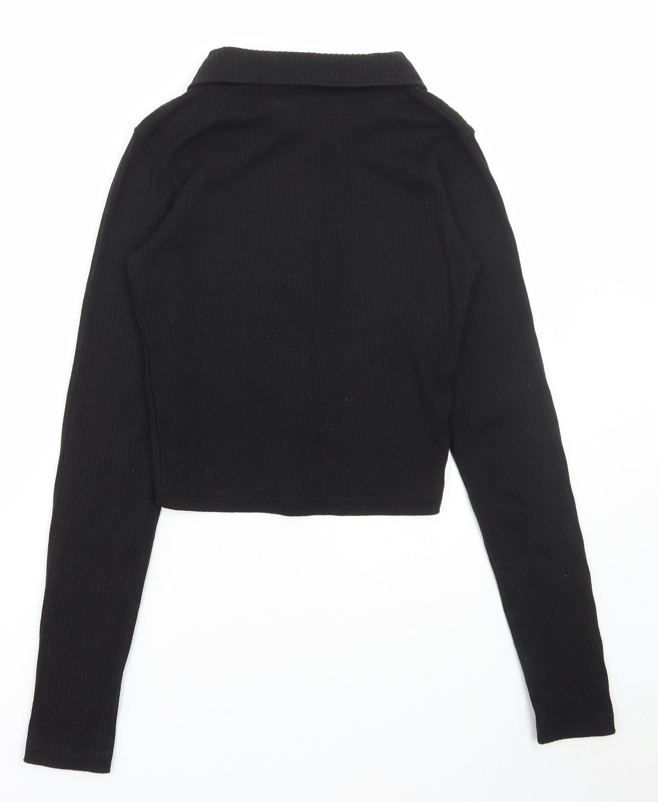 PRETTYLITTLETHING Womens Black Jacket Size 10 Zip - Ribbed
