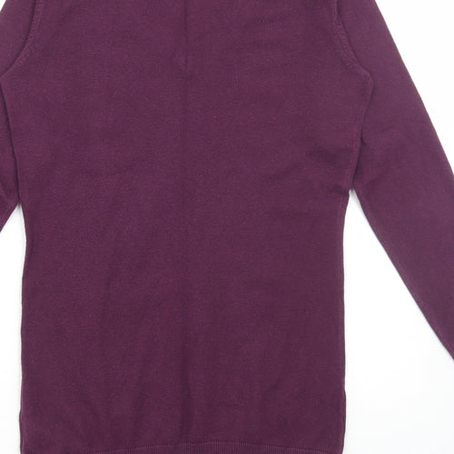 H&M Womens Purple V-Neck Cotton Pullover Jumper Size S