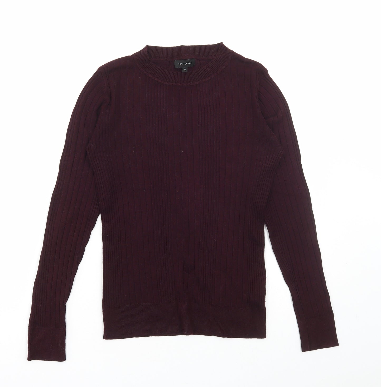 New Look Womens Purple Round Neck Viscose Pullover Jumper Size 12