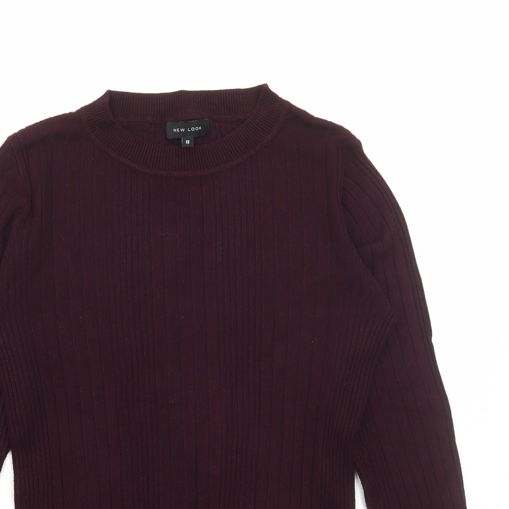 New Look Womens Purple Round Neck Viscose Pullover Jumper Size 12