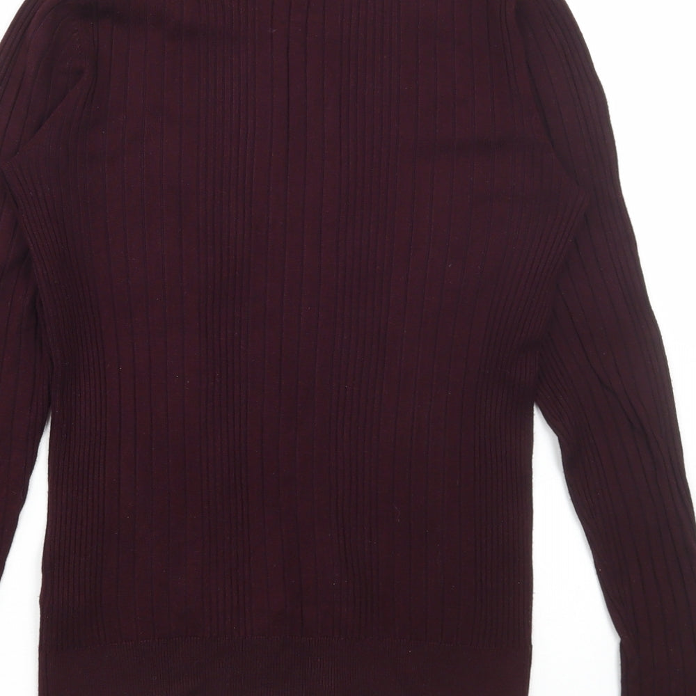New Look Womens Purple Round Neck Viscose Pullover Jumper Size 12