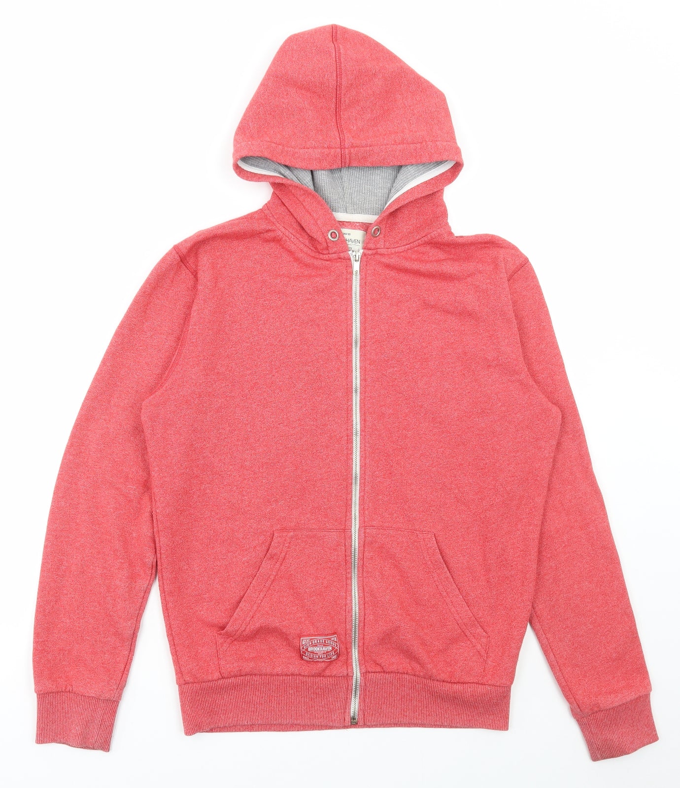 Brookhaven Mens Red Cotton Full Zip Hoodie Size M