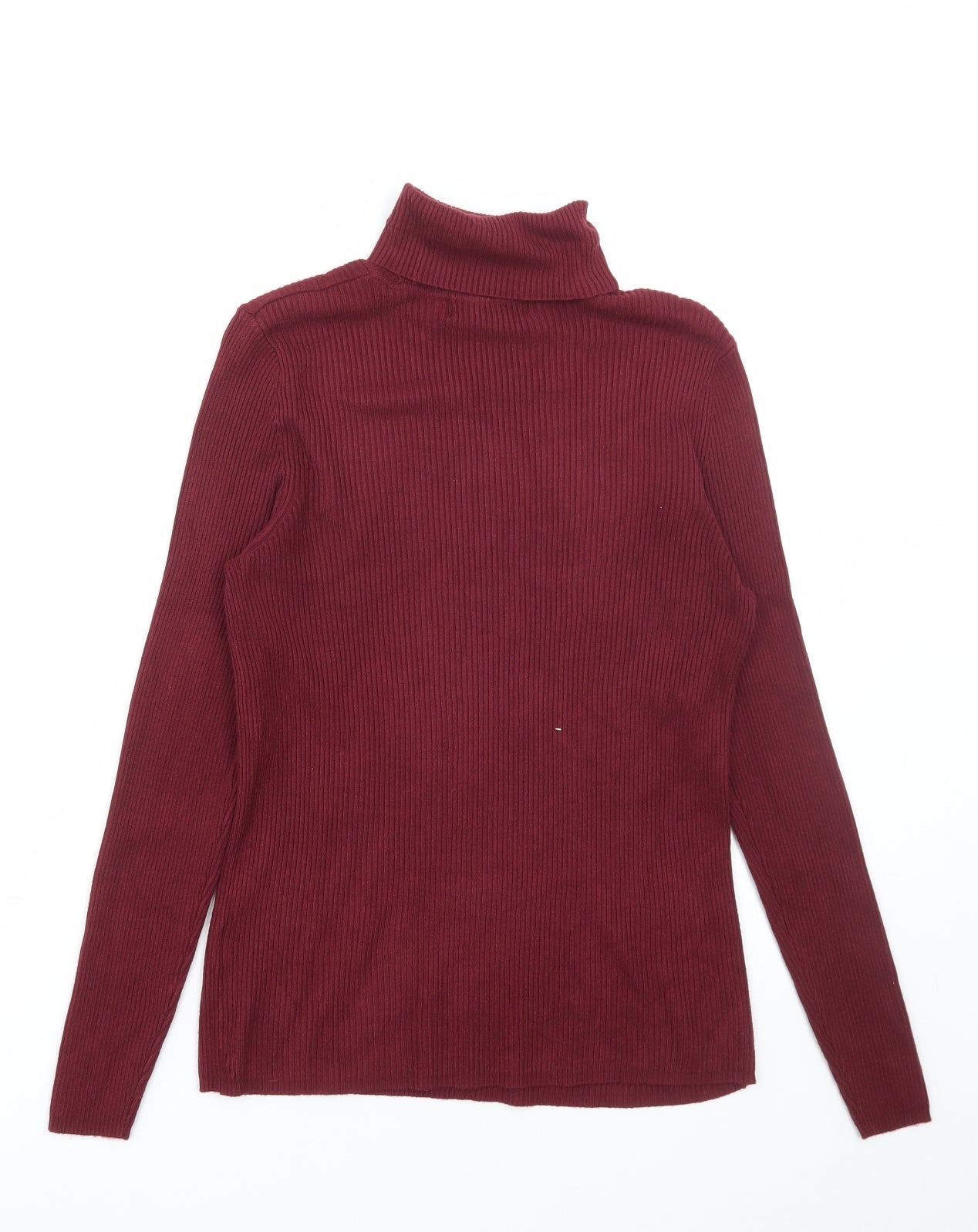 Marks and Spencer Womens Red Roll Neck Acrylic Pullover Jumper Size 14 - Ribbed