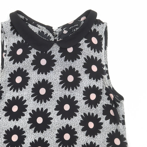New Look Womens Multicoloured Floral Polyester Basic Tank Size 12 Collared