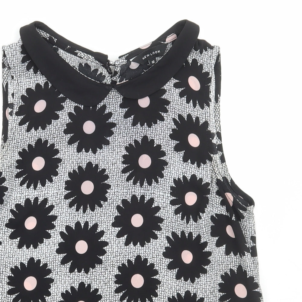 New Look Womens Multicoloured Floral Polyester Basic Tank Size 12 Collared