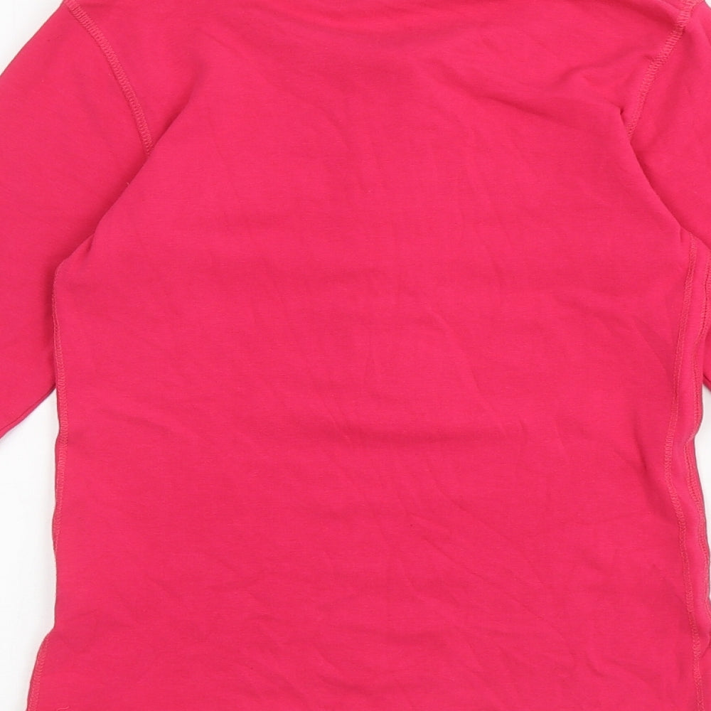 b.young Womens Pink Cotton Basic T-Shirt Size S Round Neck - 3/4 buttons