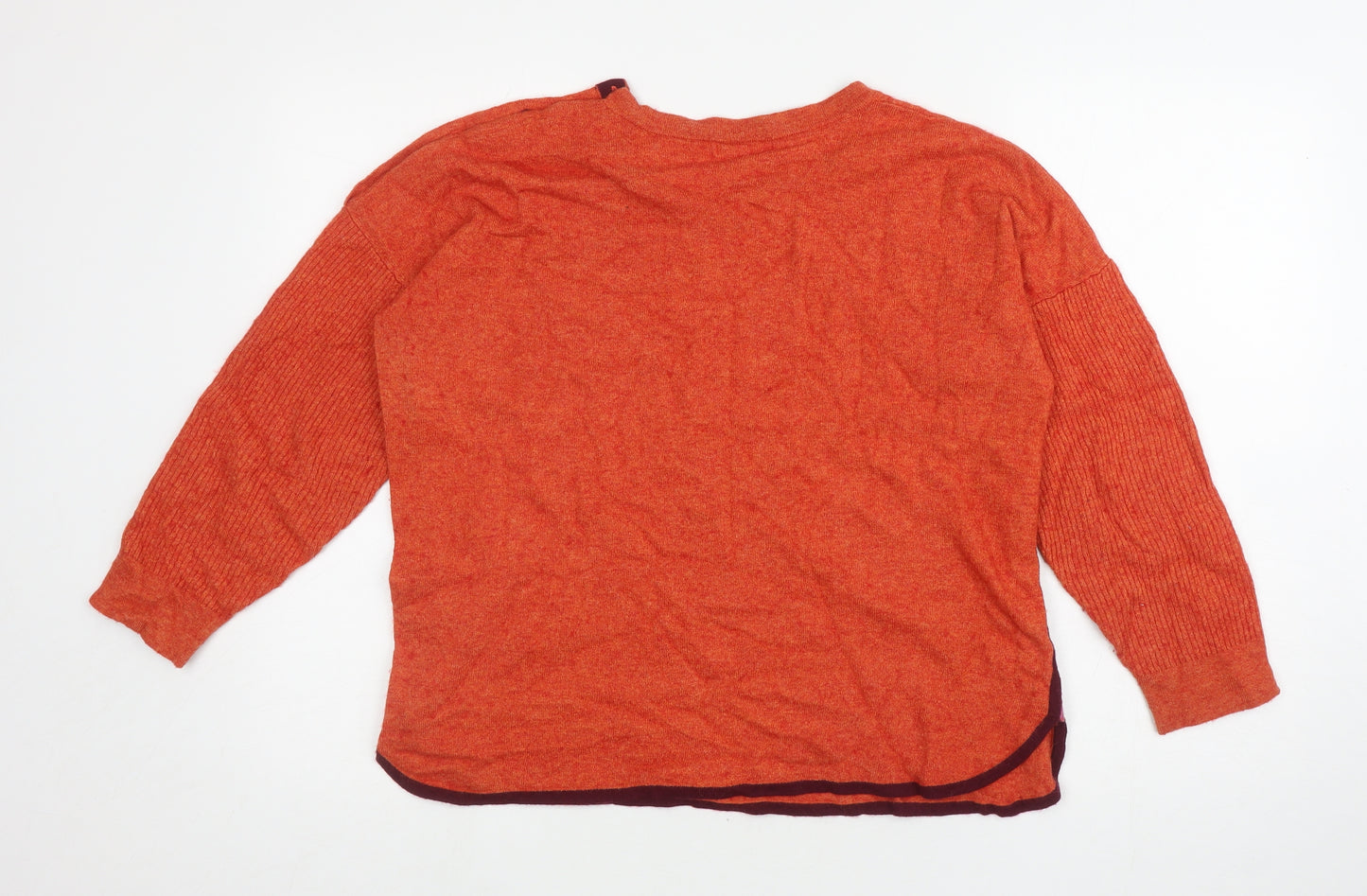 White Stuff Womens Orange Round Neck Viscose Pullover Jumper Size 16 - Buttons on shoulder