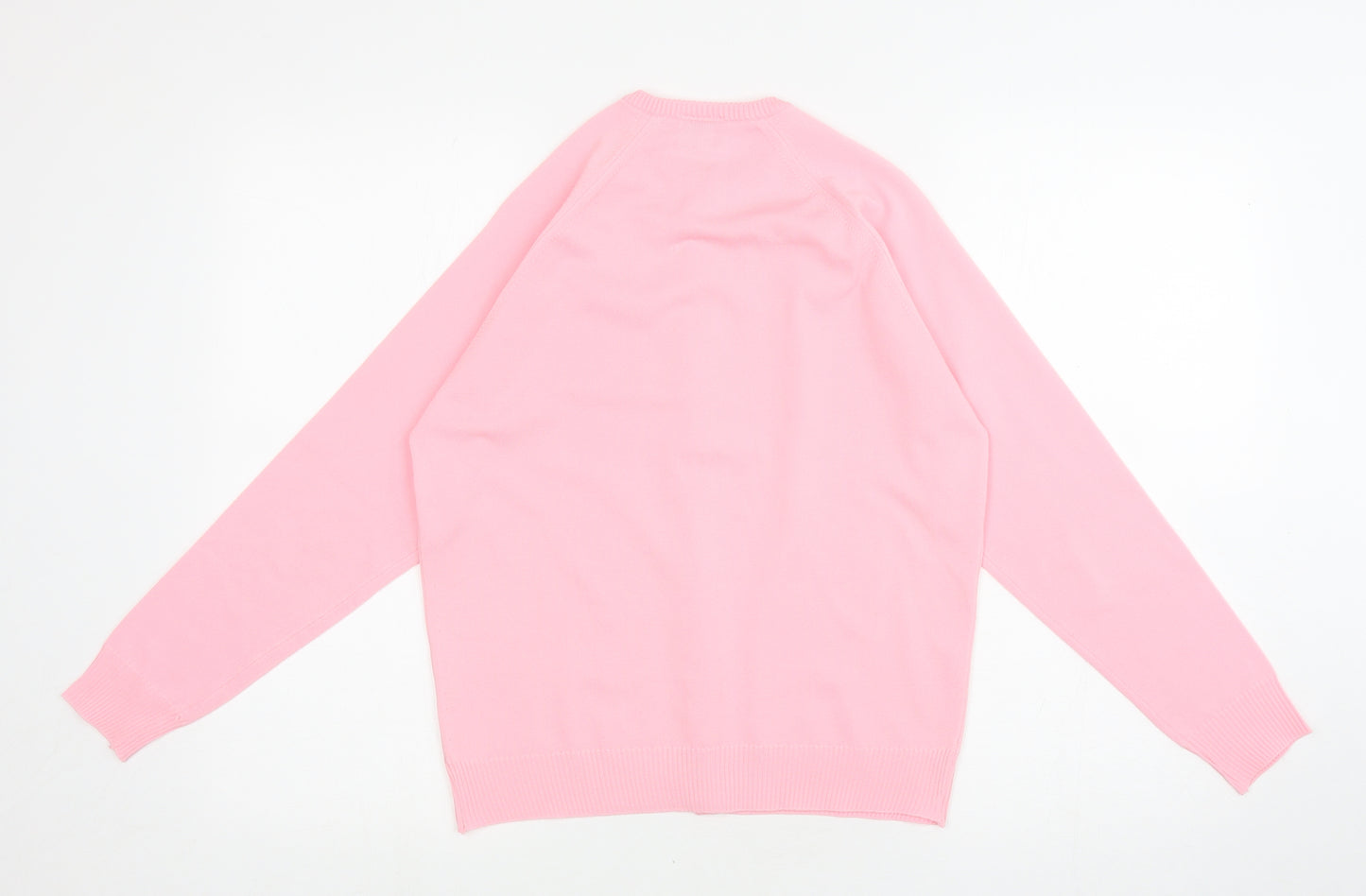 St Micheal Womens Pink Round Neck Polyester Cardigan Jumper Size 14 - hole pattern detail