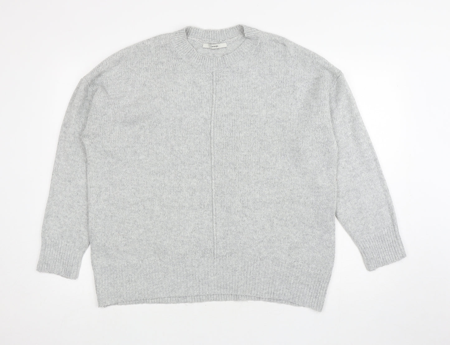 George Mens Grey Round Neck Polyester Pullover Jumper Size L