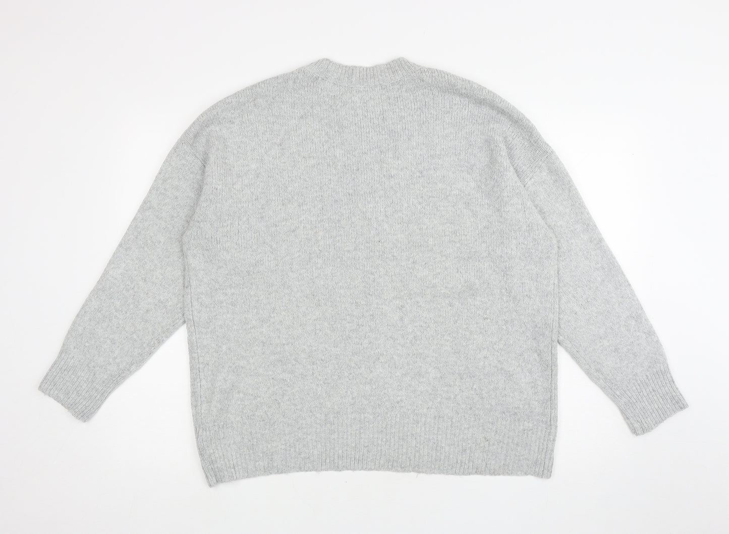 George Mens Grey Round Neck Polyester Pullover Jumper Size L