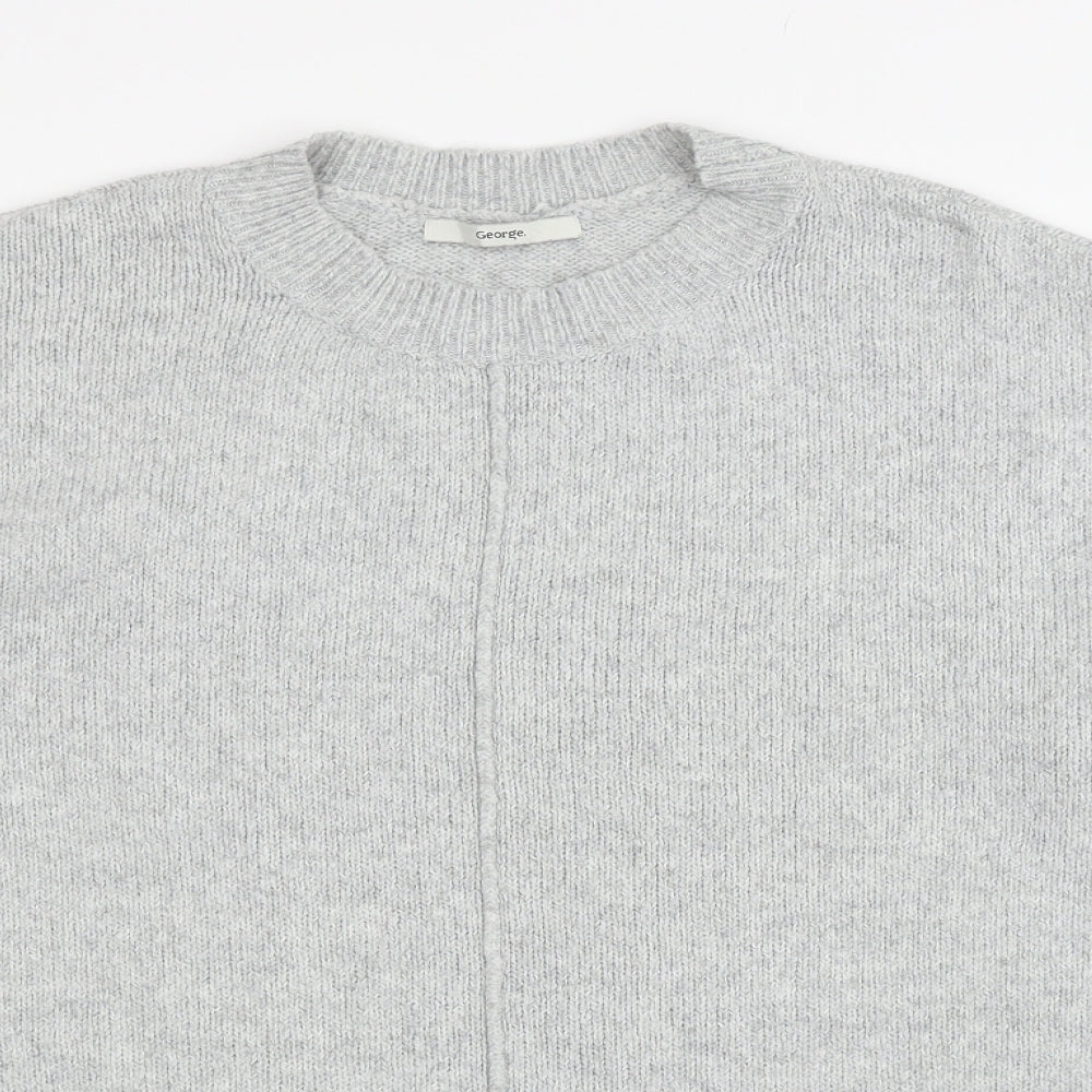George Mens Grey Round Neck Polyester Pullover Jumper Size L