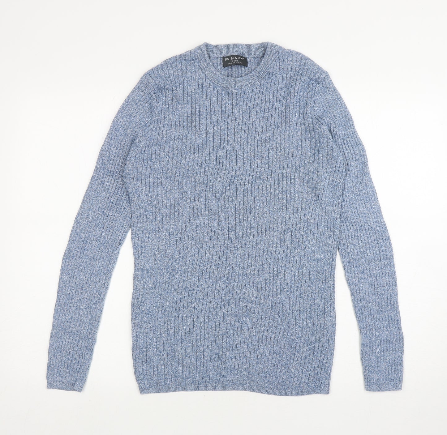 Primark Mens Blue Cotton T-Shirt Size L Round Neck