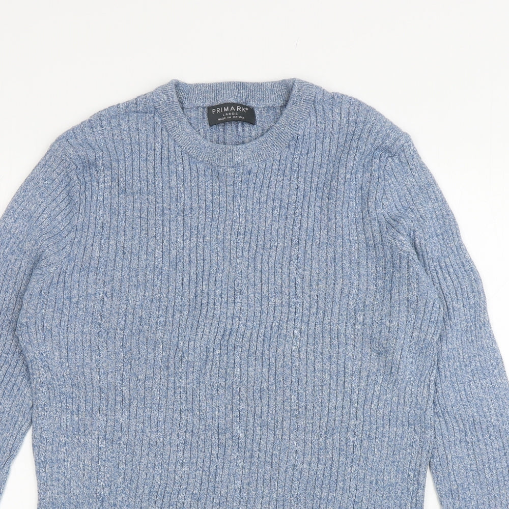 Primark Mens Blue Cotton T-Shirt Size L Round Neck