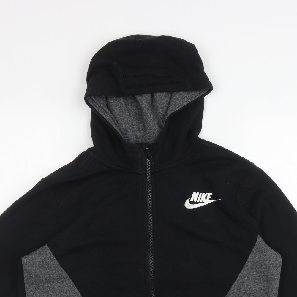 Nike Boys Black Colourblock Cotton Full Zip Hoodie Size XL Zip