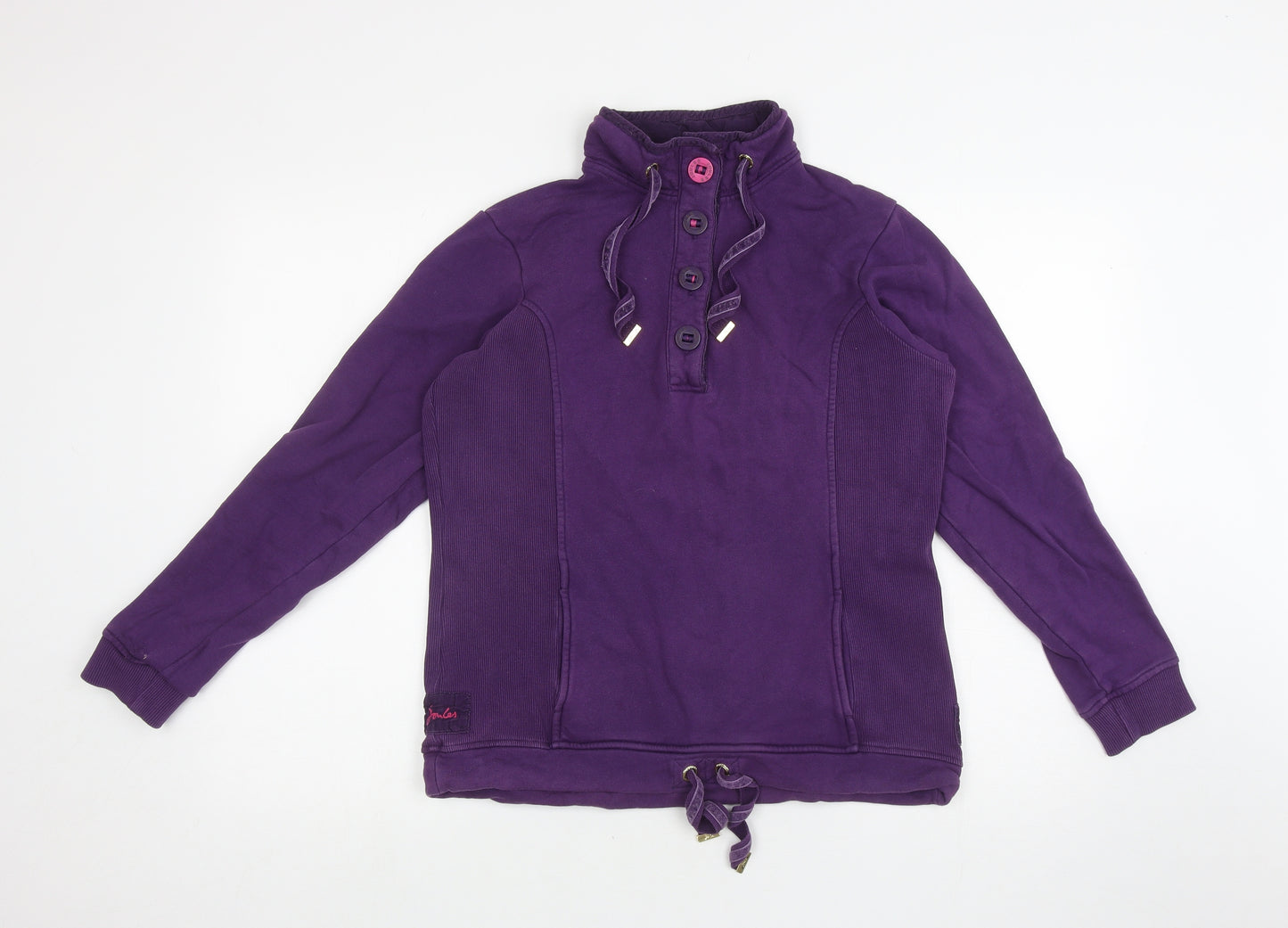 Joules Womens Purple 100% Cotton Pullover Hoodie Size 12 Button