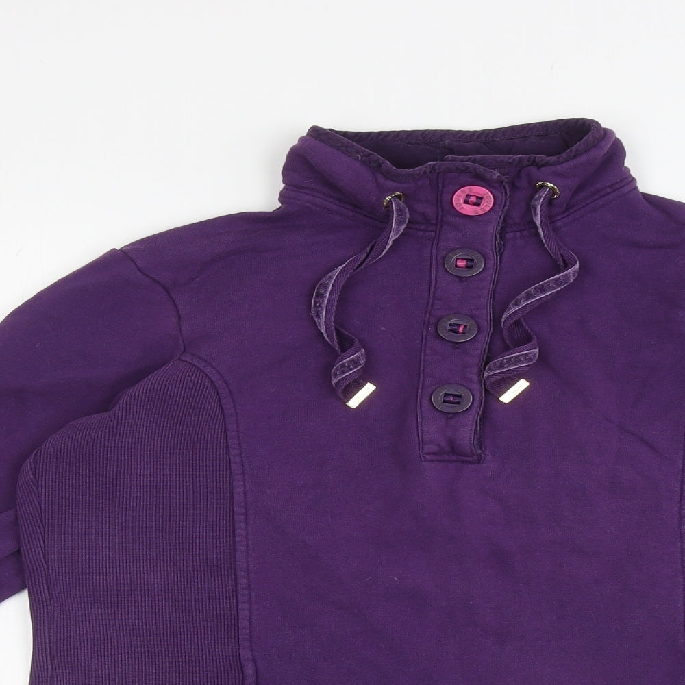 Joules Womens Purple 100% Cotton Pullover Hoodie Size 12 Button