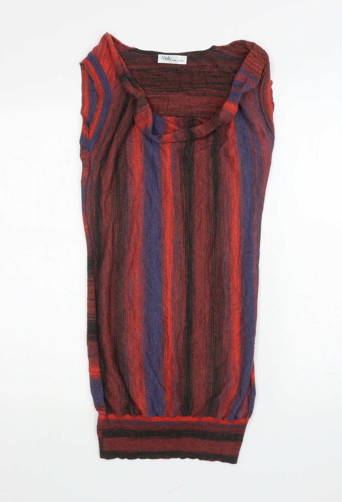 Meily Womens Multicoloured Striped Viscose Tunic Tank Size M Cowl Neck