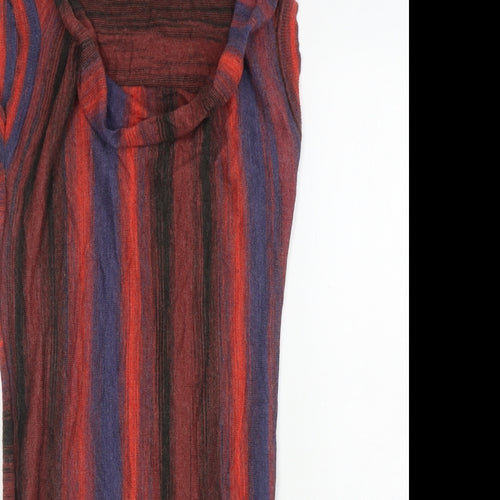 Meily Womens Multicoloured Striped Viscose Tunic Tank Size M Cowl Neck