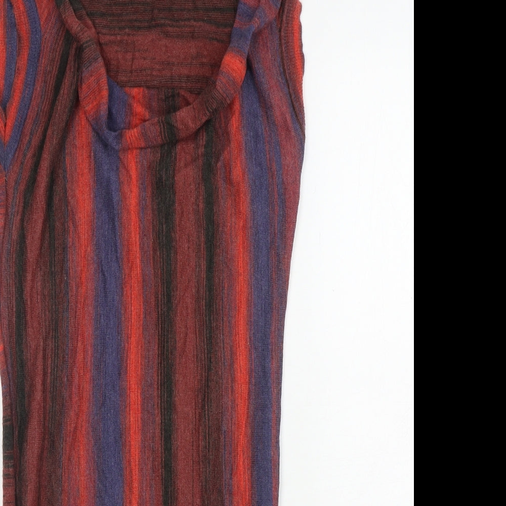 Meily Womens Multicoloured Striped Viscose Tunic Tank Size M Cowl Neck