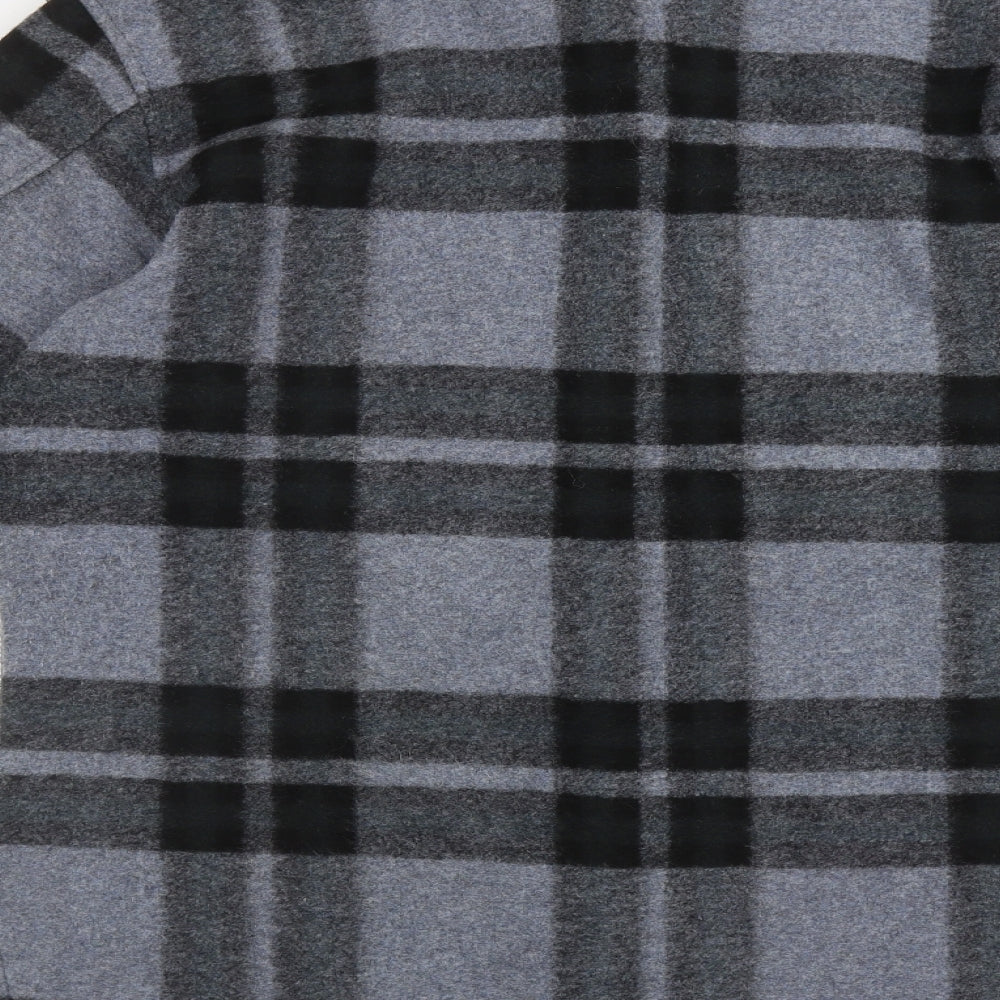 H&M Womens Grey Plaid Jacket Coatigan Size S Button - Pockets on front