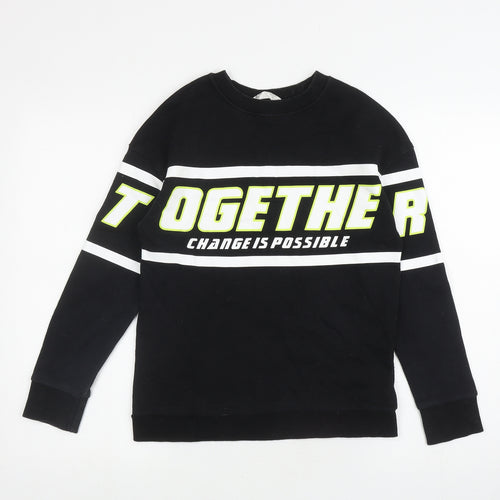 H&M Boys Black Cotton Pullover Sweatshirt Size 12 Years Pullover - Together