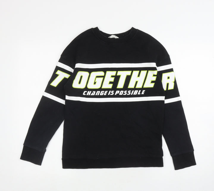 H&M Boys Black Cotton Pullover Sweatshirt Size 12 Years Pullover - Together