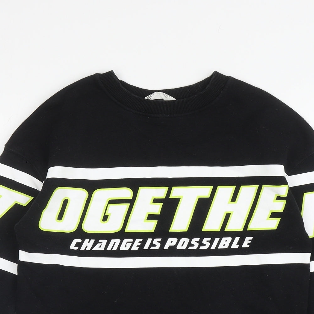 H&M Boys Black Cotton Pullover Sweatshirt Size 12 Years Pullover - Together