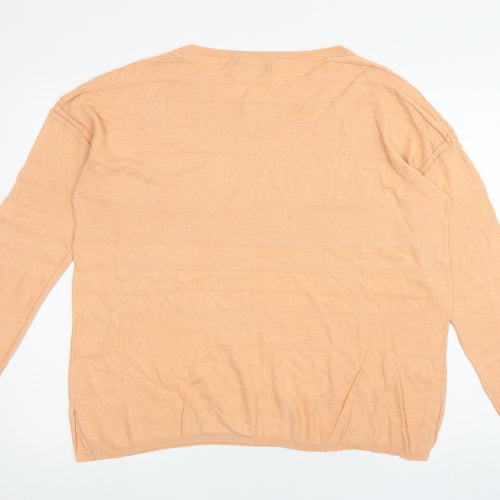 NEXT Womens Orange Cotton Basic T-Shirt Size 14 Round Neck