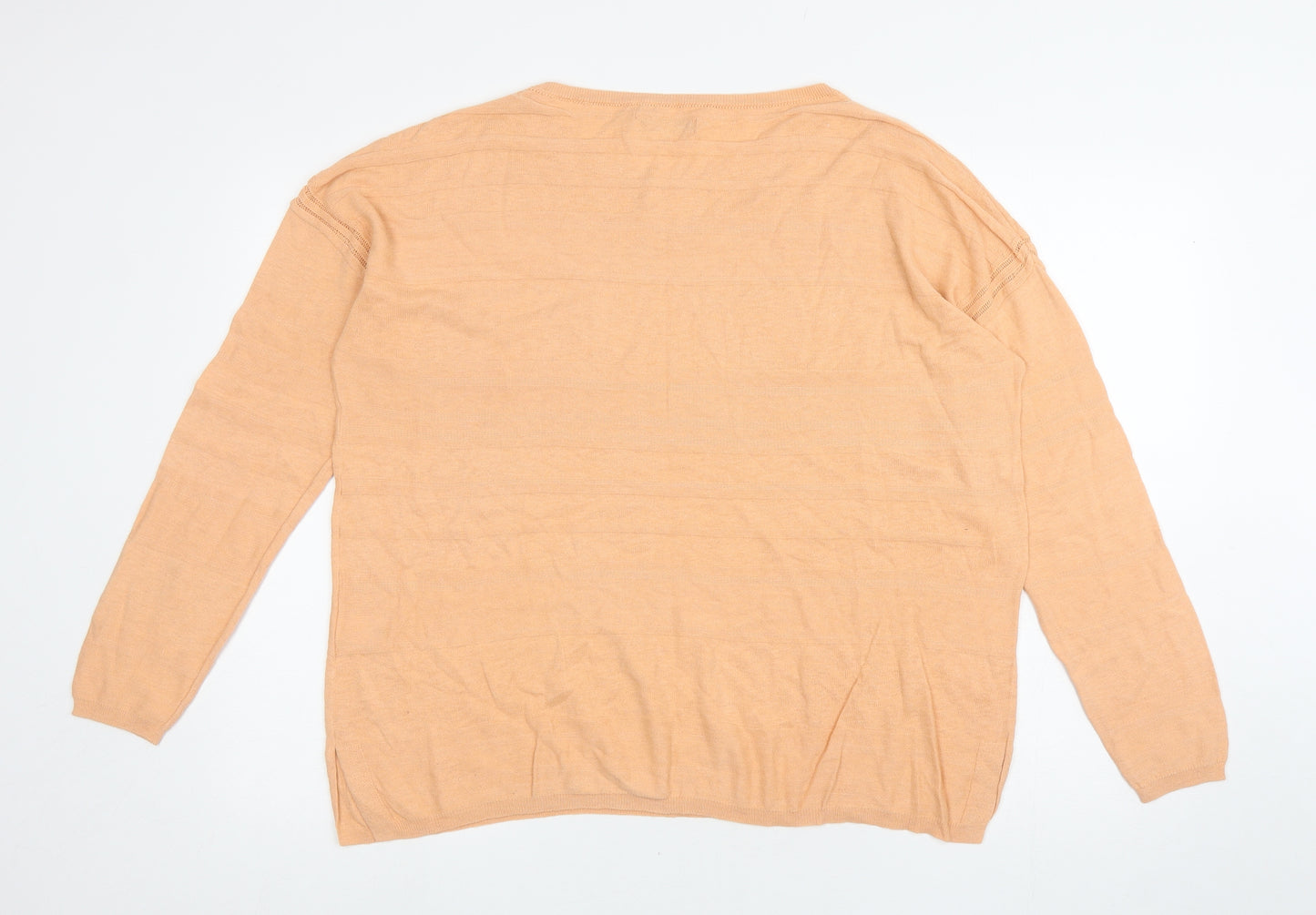 NEXT Womens Orange Cotton Basic T-Shirt Size 14 Round Neck
