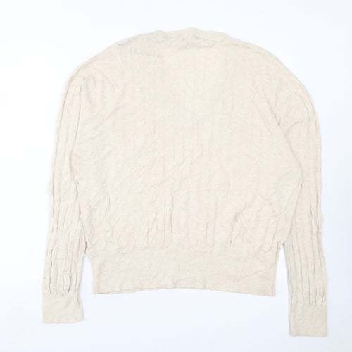 Marks and Spencer Mens Beige V-Neck Viscose Pullover Jumper Size XL