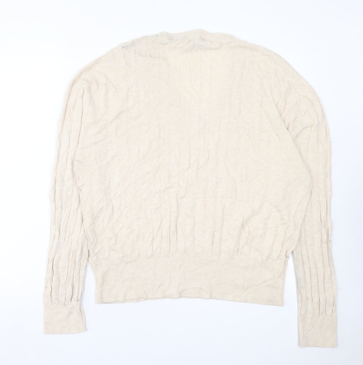 Marks and Spencer Mens Beige V-Neck Viscose Pullover Jumper Size XL