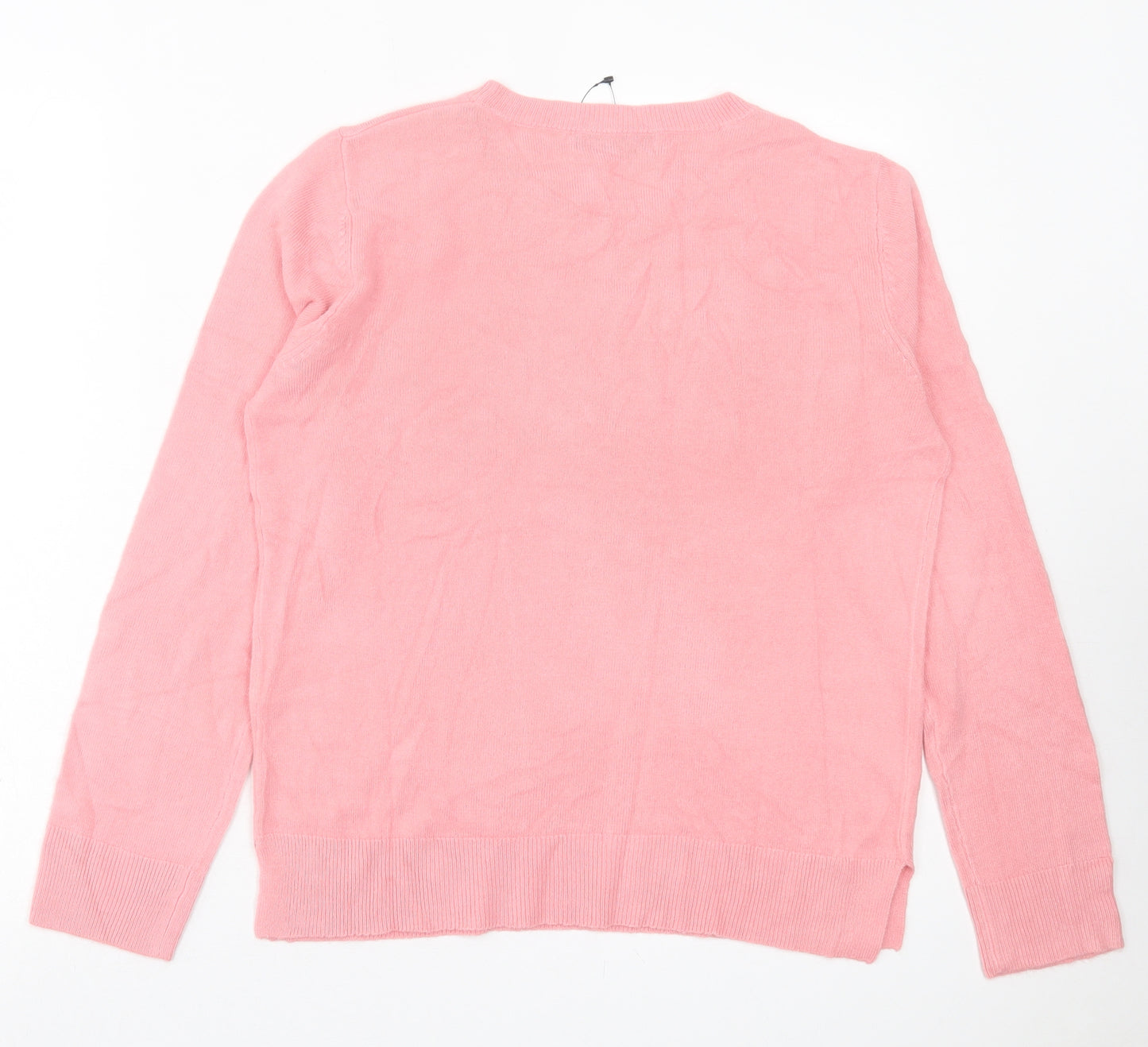 Marks and Spencer Womens Pink Crew Neck Acrylic Pullover Jumper Size 12