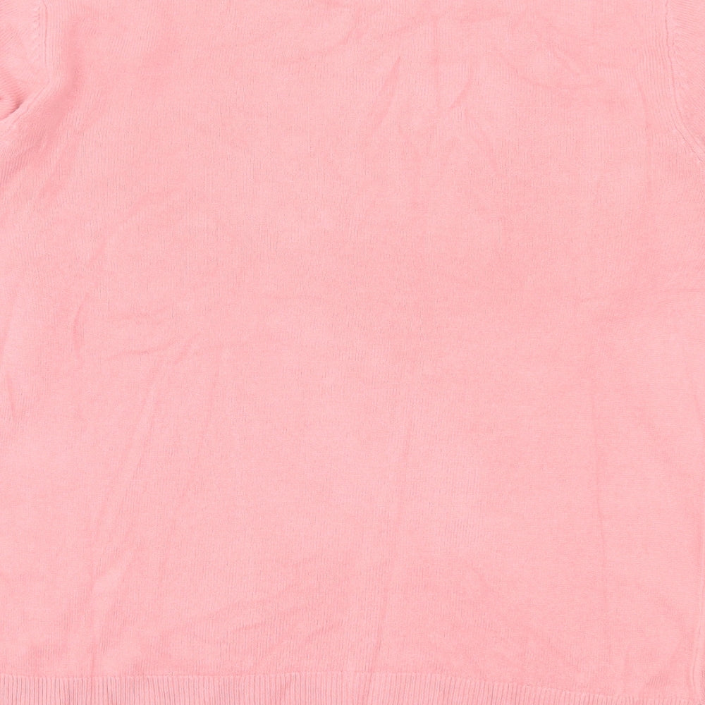 Marks and Spencer Womens Pink Crew Neck Acrylic Pullover Jumper Size 12