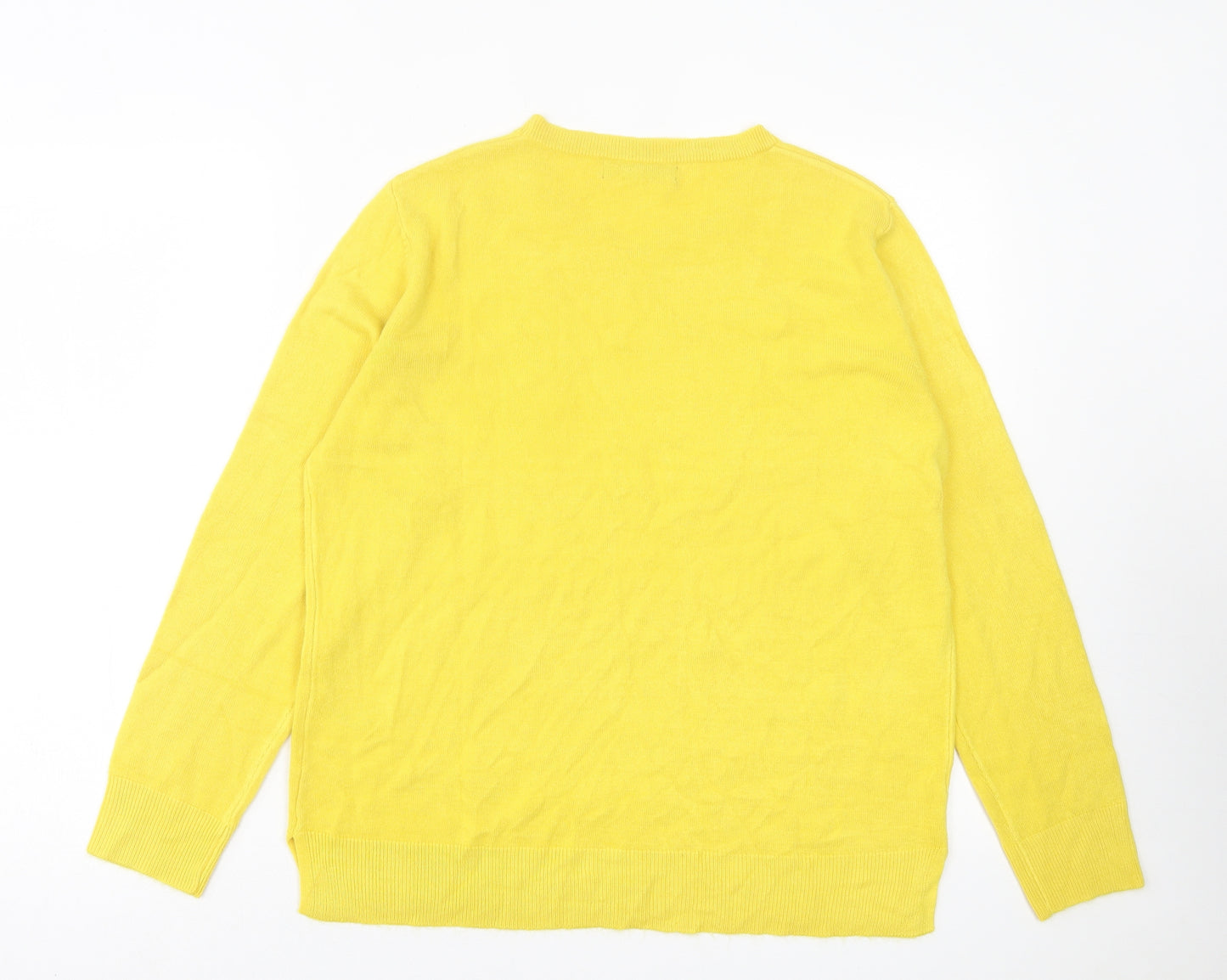 Marks and Spencer Womens Yellow Crew Neck Acrylic Pullover Jumper Size 16