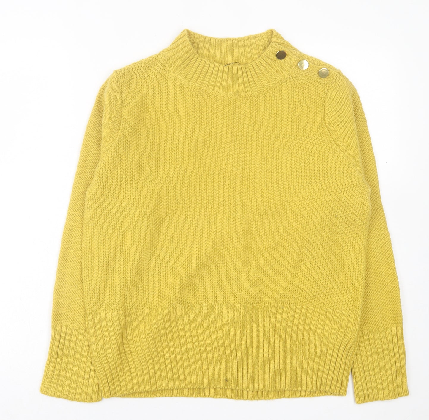 Marks and Spencer Womens Yellow Mock Neck Acrylic Pullover Jumper Size 14