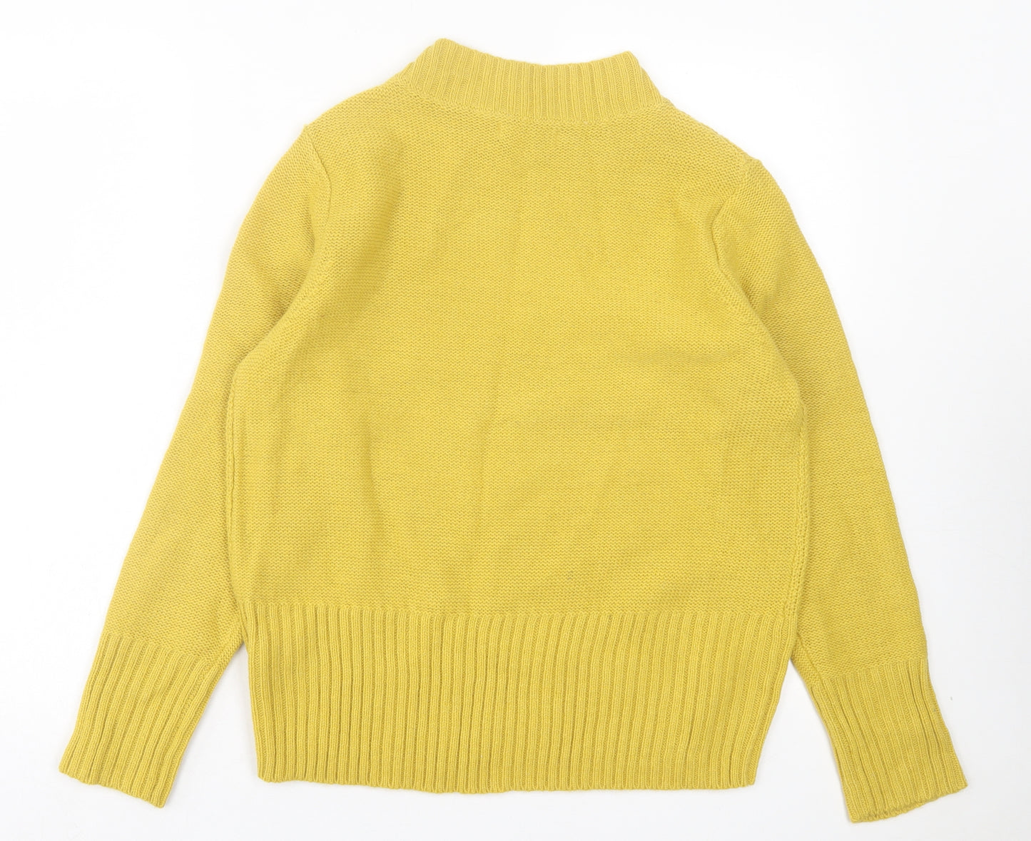 Marks and Spencer Womens Yellow Mock Neck Acrylic Pullover Jumper Size 14