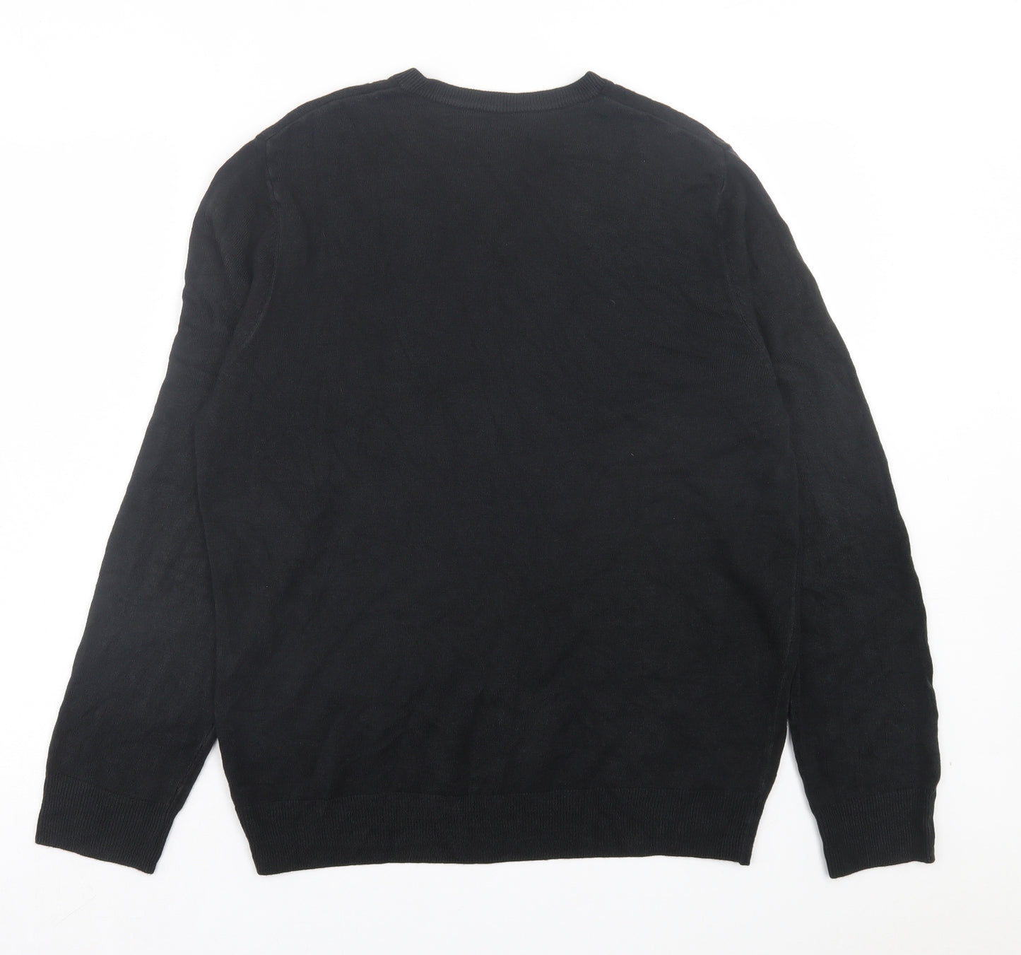 Marks and Spencer Mens Black V-Neck Acrylic Pullover Jumper Size L