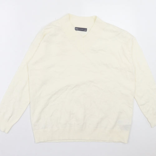 Marks and Spencer Womens Ivory V-Neck Viscose Pullover Jumper Size S