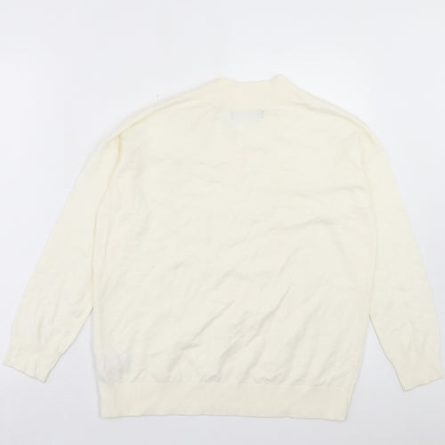 Marks and Spencer Womens Ivory V-Neck Viscose Pullover Jumper Size S