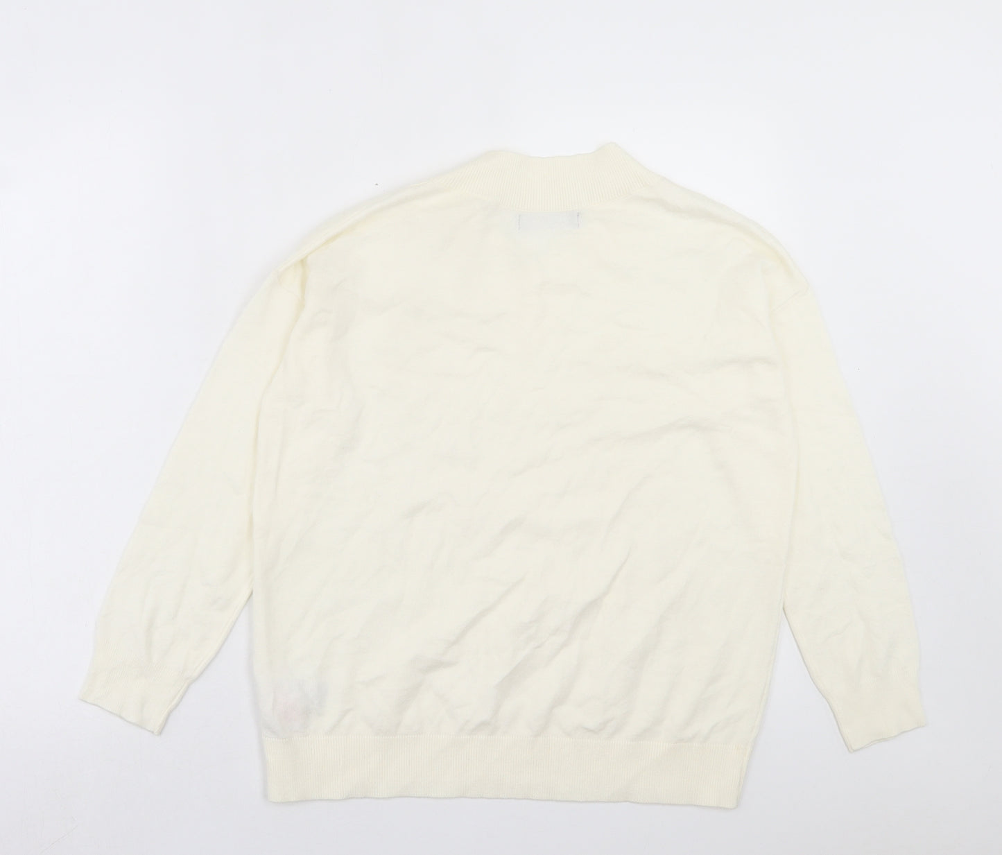 Marks and Spencer Womens Ivory V-Neck Viscose Pullover Jumper Size S