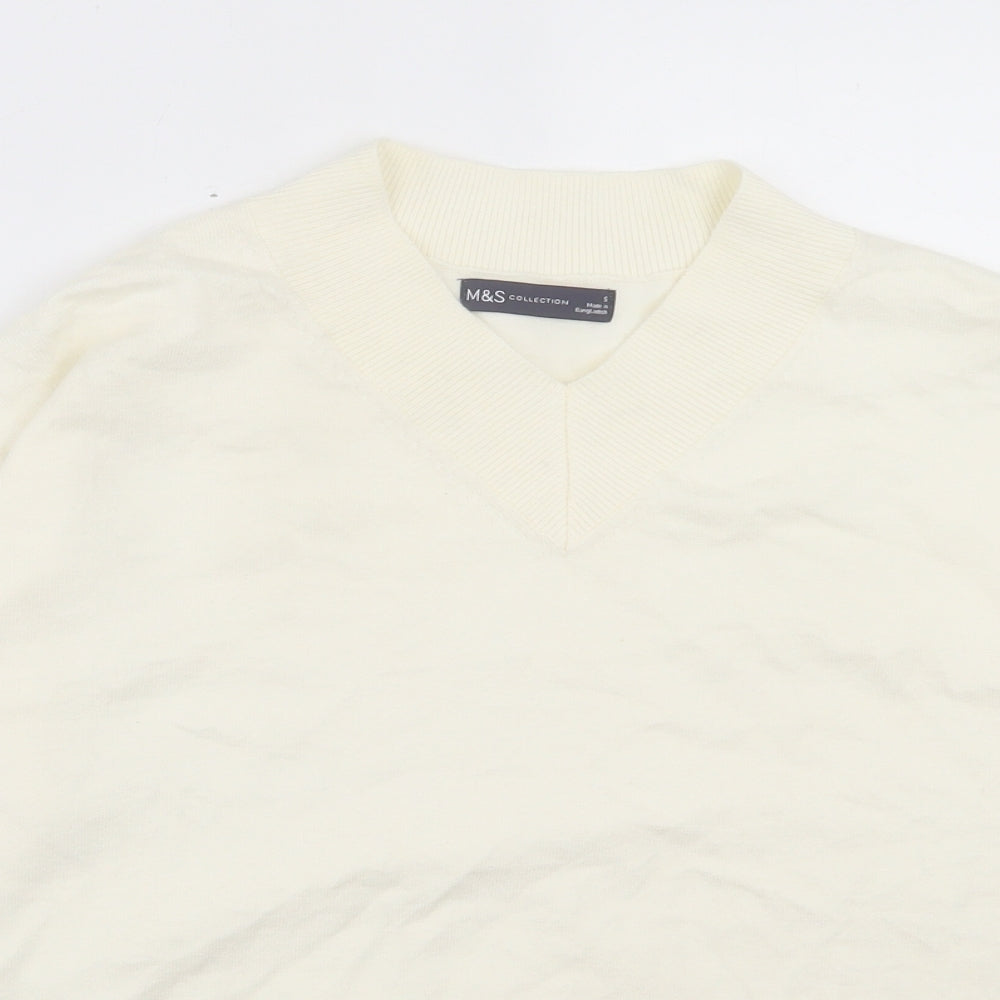 Marks and Spencer Womens Ivory V-Neck Viscose Pullover Jumper Size S