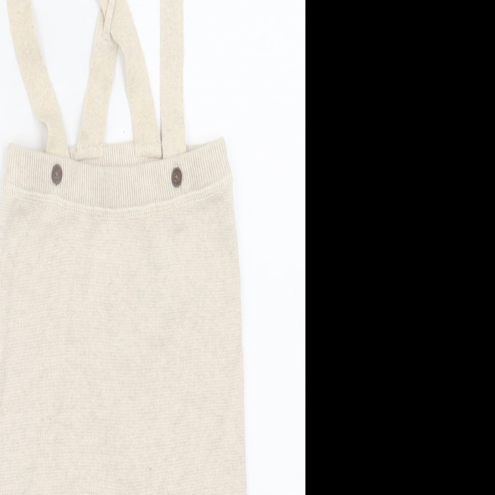Marks and Spencer Boys Beige Cotton Capri Trousers Size 2-3 Years Regular Button - With Braces