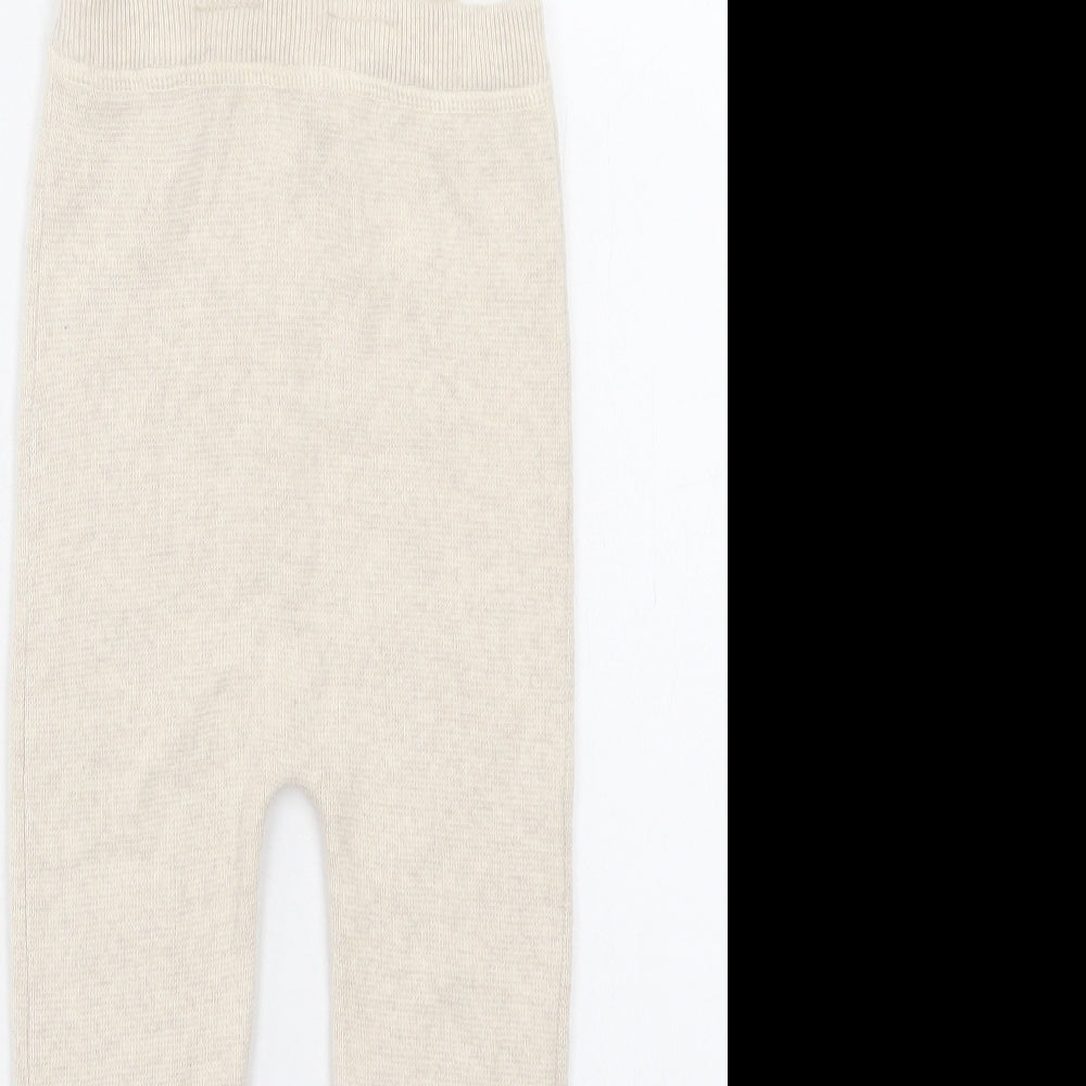 Marks and Spencer Boys Beige Cotton Capri Trousers Size 2-3 Years Regular Button - With Braces