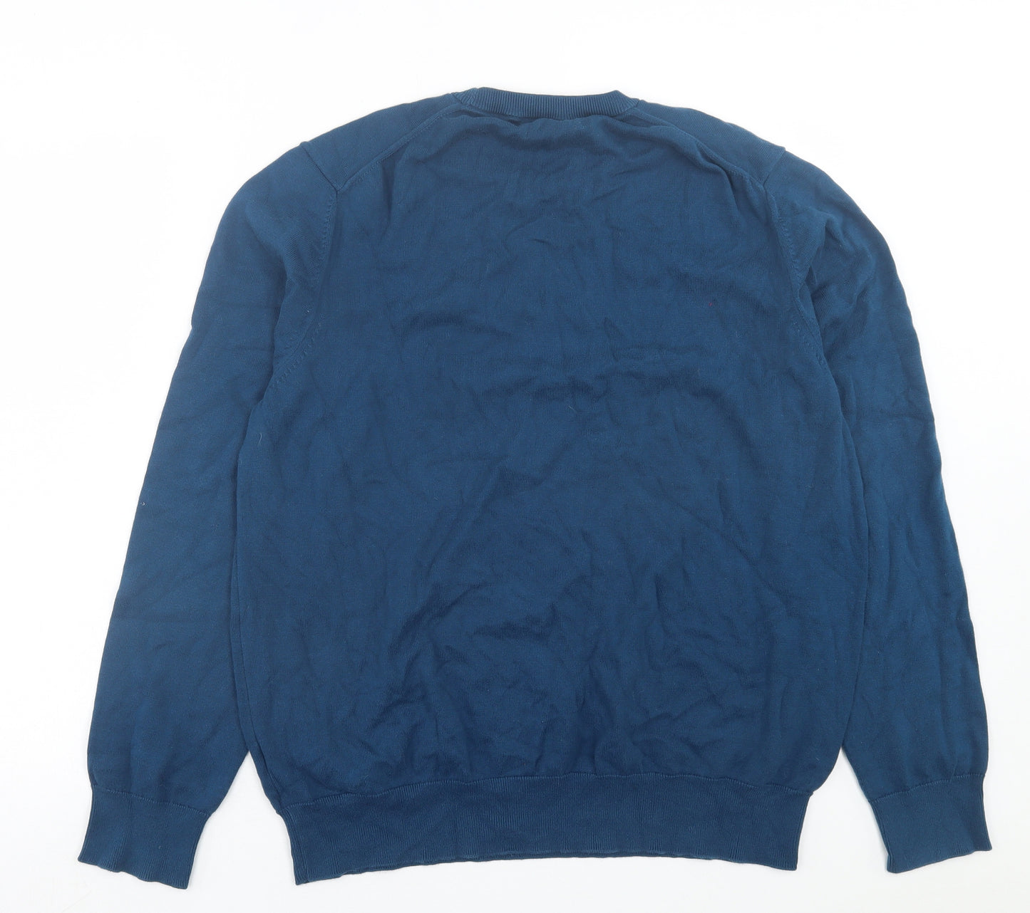 Marks and Spencer Mens Blue Crew Neck Cotton Pullover Jumper Size XL