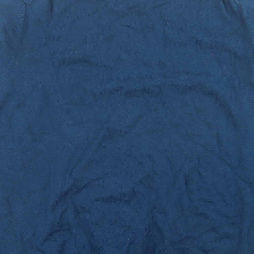 Marks and Spencer Mens Blue Crew Neck Cotton Pullover Jumper Size XL