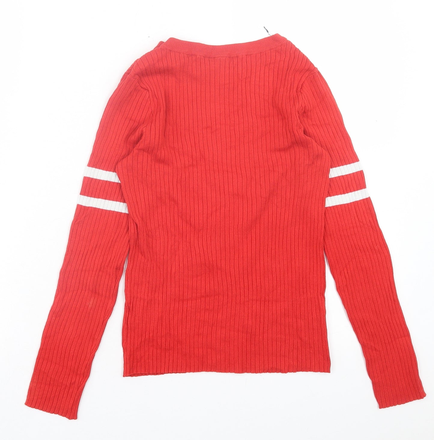 H&M Womens Red Crew Neck Acrylic Pullover Jumper Size S