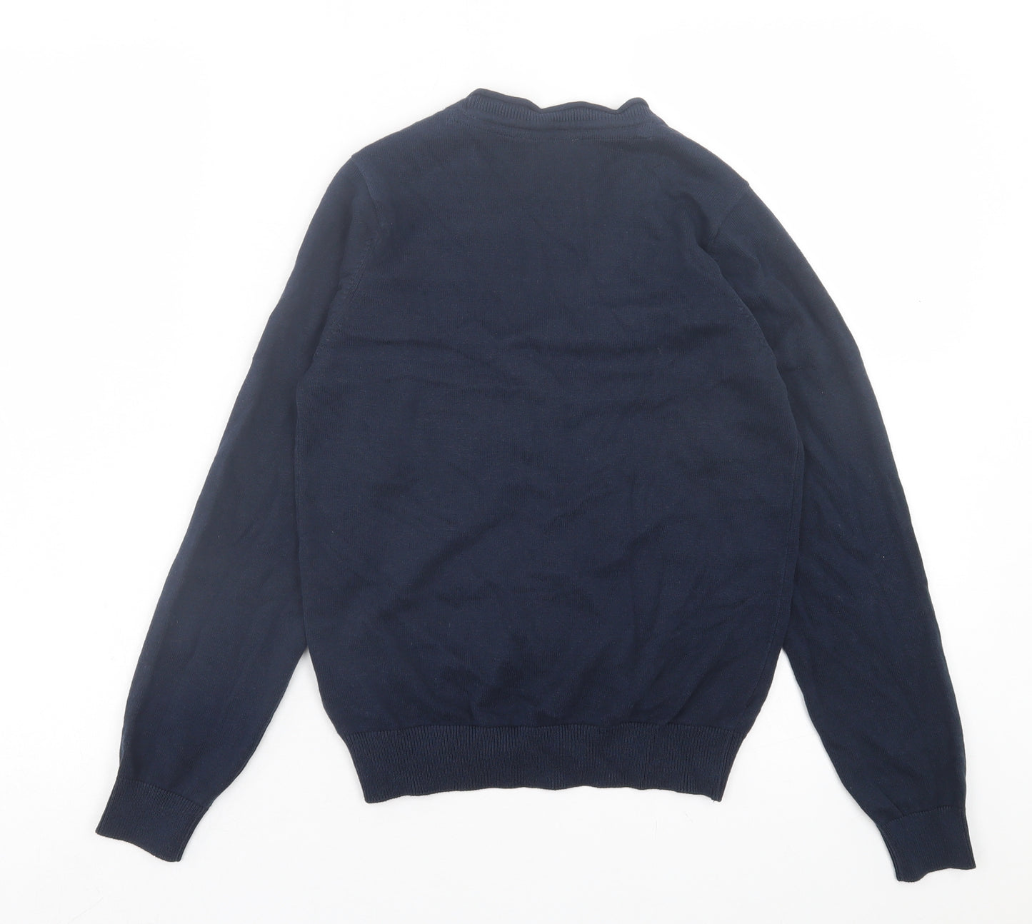 Marks and Spencer Girls Blue V-Neck Cotton Cardigan Jumper Size 10-11 Years Button - School Wear