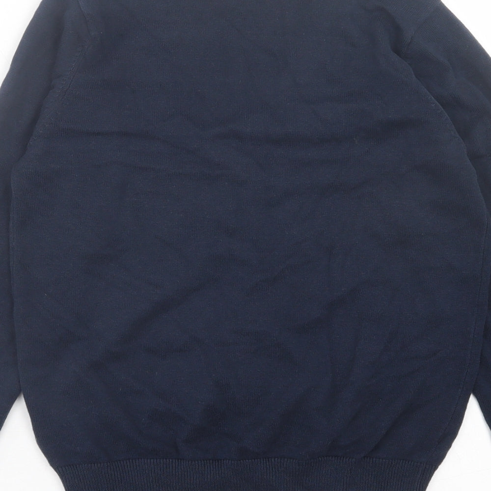 Marks and Spencer Girls Blue V-Neck Cotton Cardigan Jumper Size 10-11 Years Button - School Wear